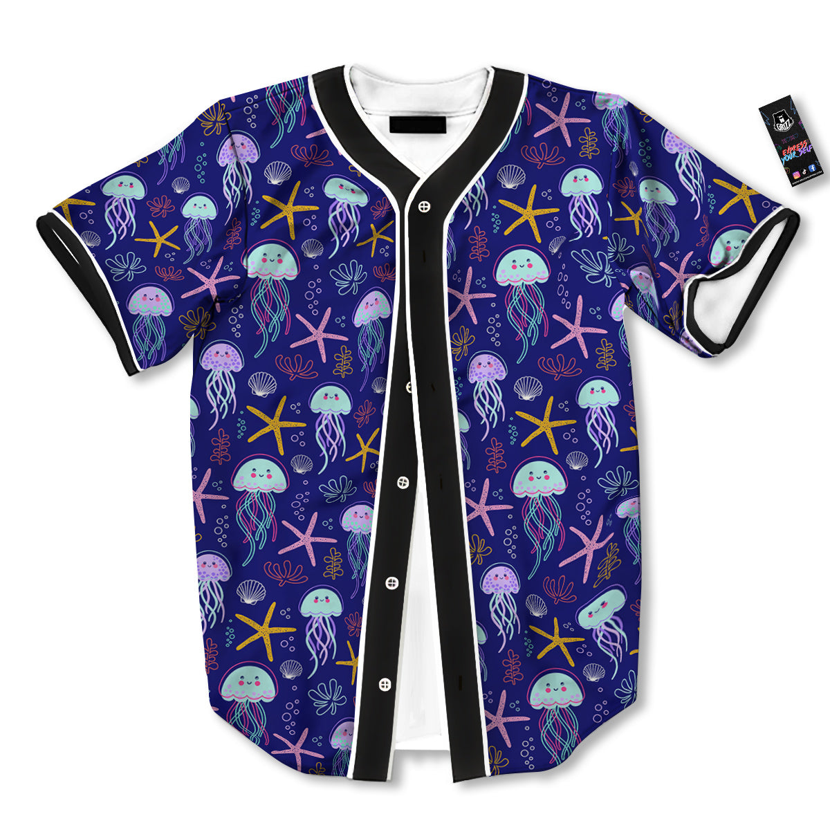 Jellyfish Cute Print Pattern Baseball Jersey-grizzshop