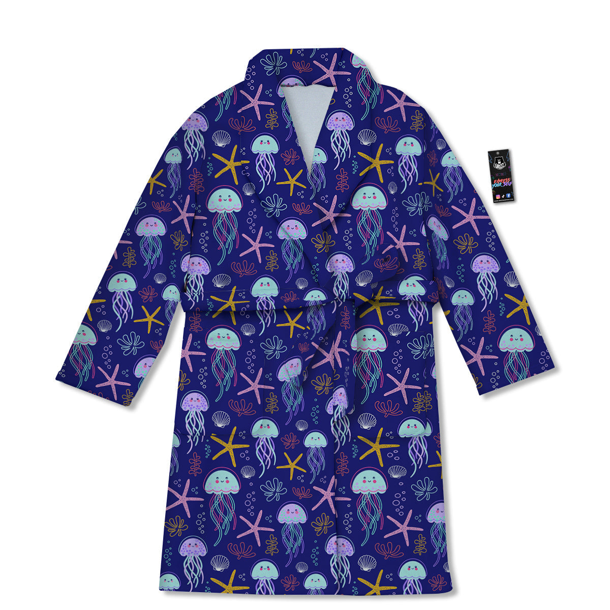 Jellyfish Cute Print Pattern Bathrobe-grizzshop