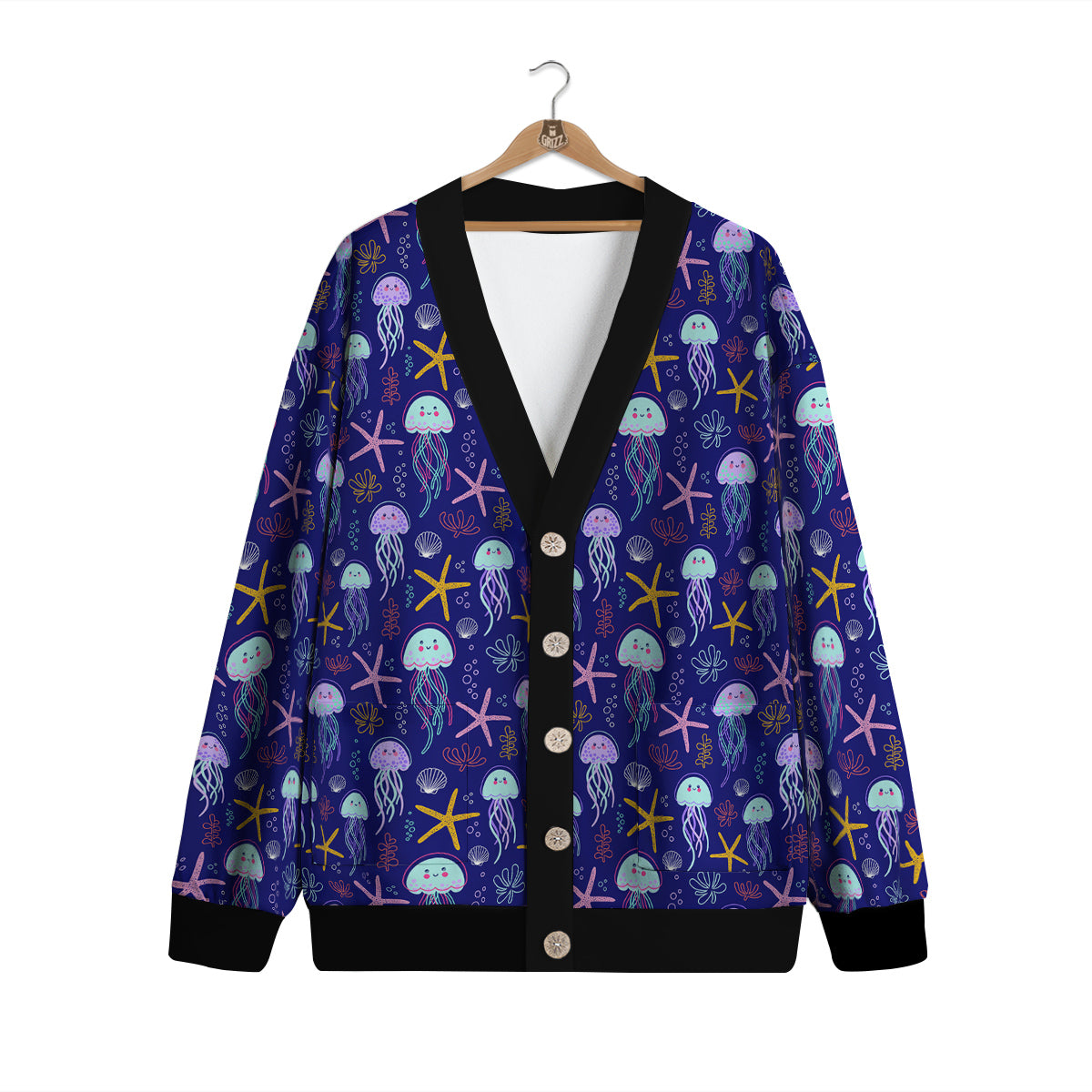 Jellyfish Cute Print Pattern Cardigan-grizzshop