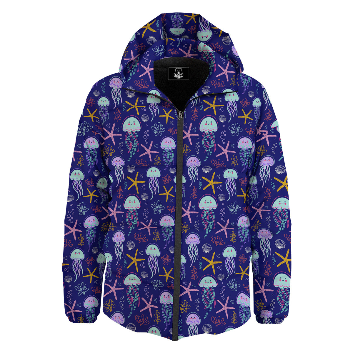 Jellyfish Cute Print Pattern Down Jacket-grizzshop