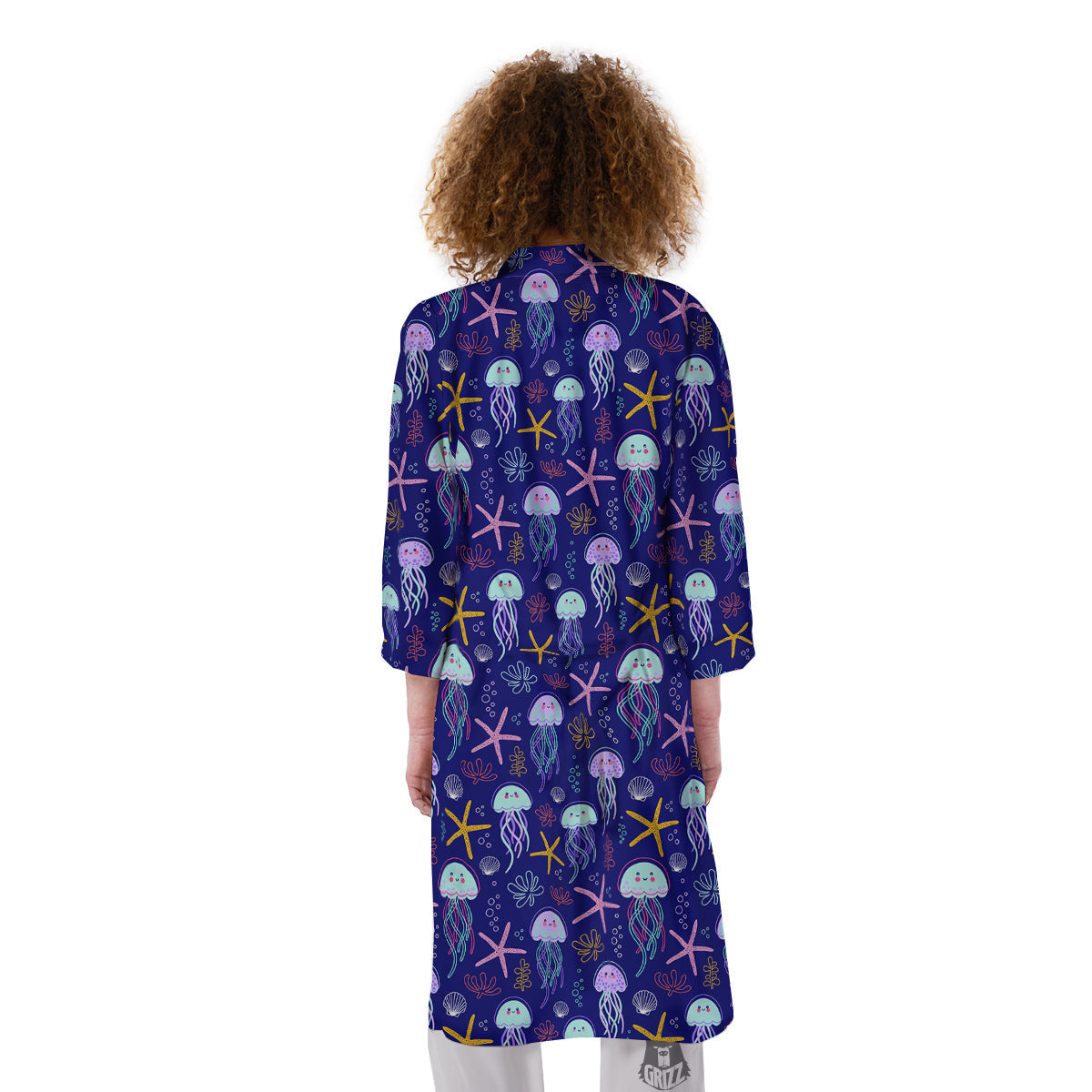 Jellyfish Cute Print Pattern Kimono-grizzshop