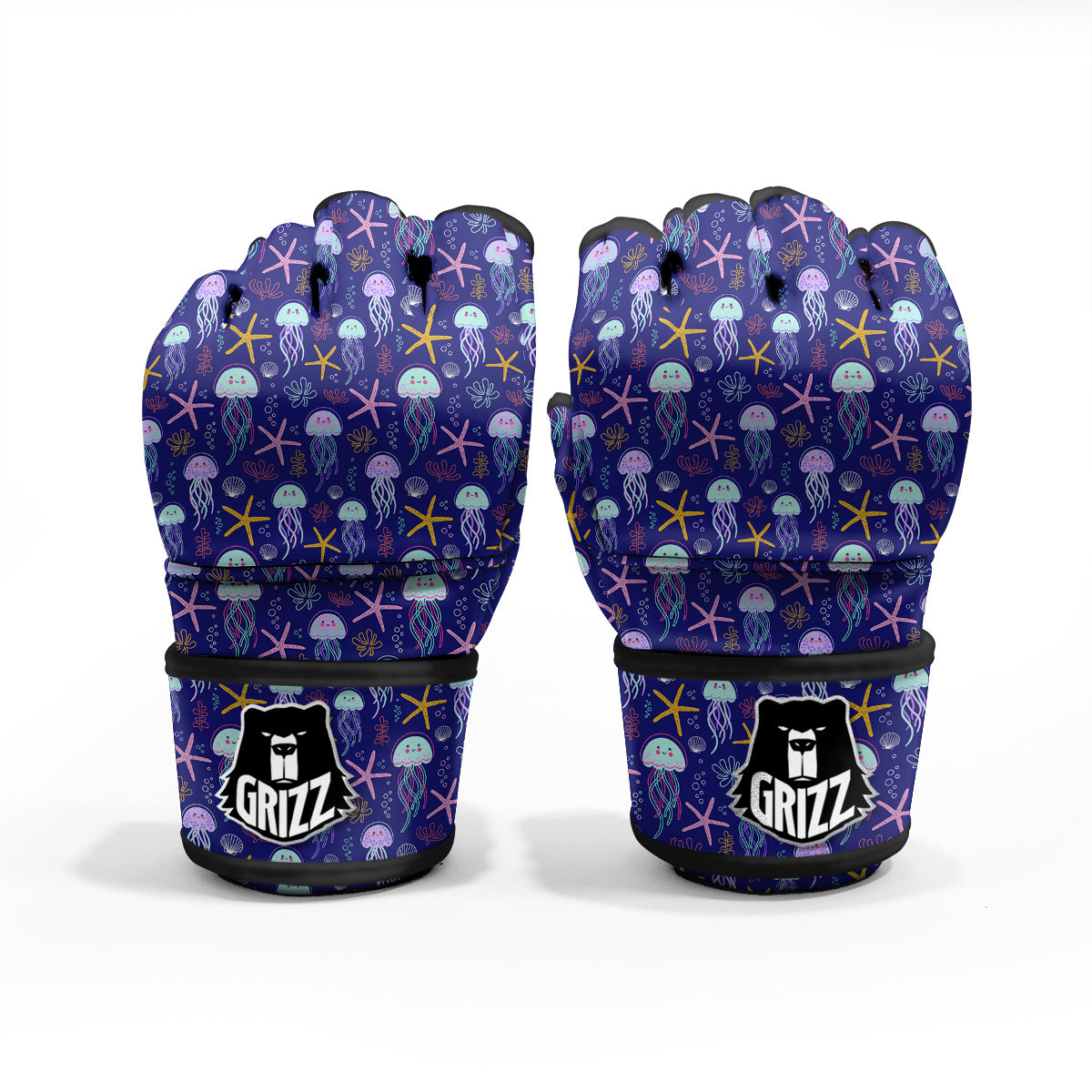 Jellyfish Cute Print Pattern MMA Gloves-grizzshop