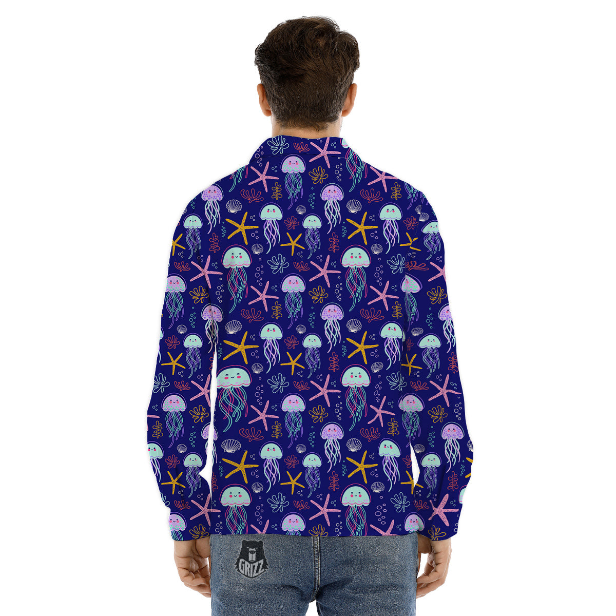Jellyfish Cute Print Pattern Men's Dress Shirts-grizzshop