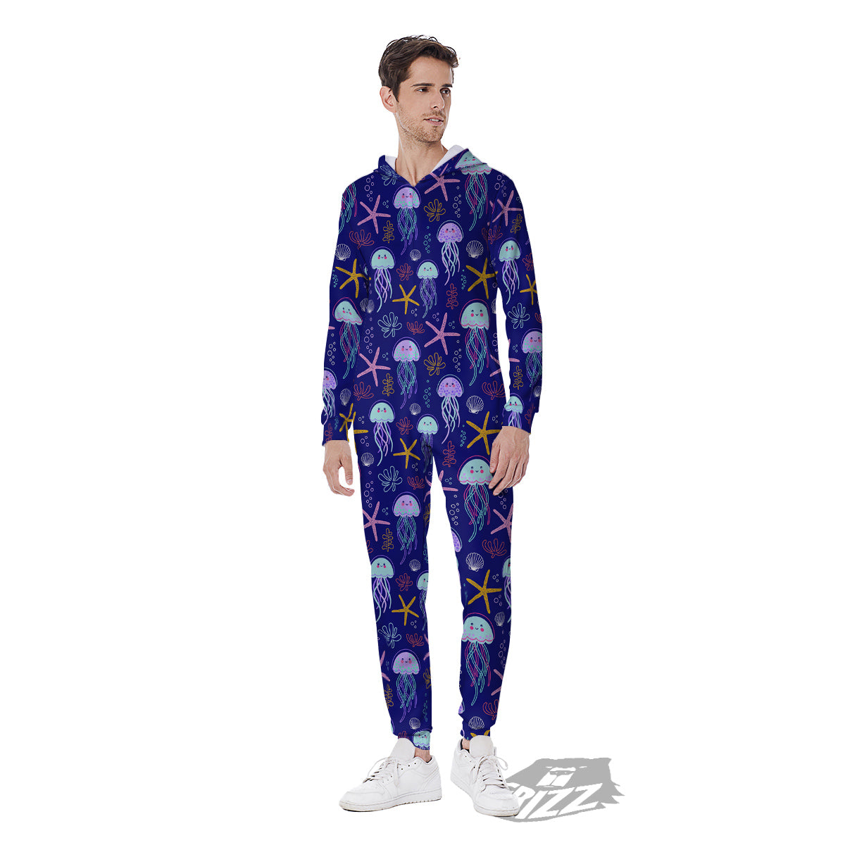 Jellyfish Cute Print Pattern Men's Jumpsuit-grizzshop