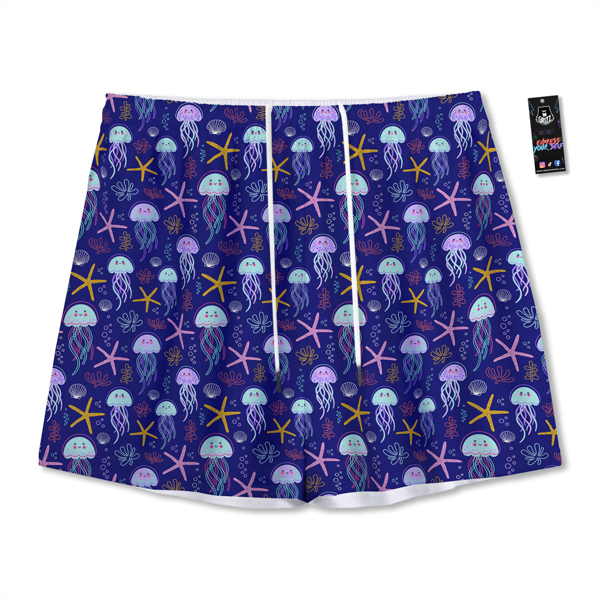 Jellyfish Cute Print Pattern Mesh Shorts