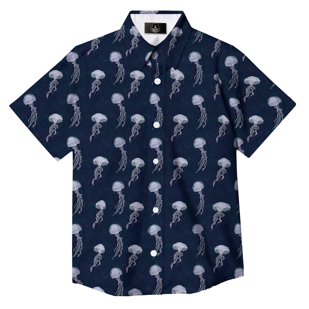 Jellyfish Fish Print Pattern Button Up Shirt-grizzshop