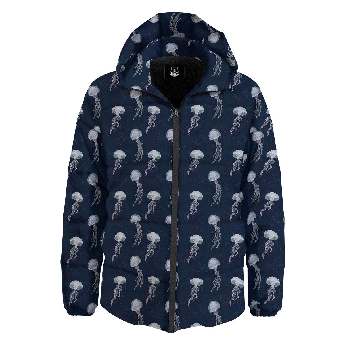 Jellyfish Fish Print Pattern Down Jacket-grizzshop