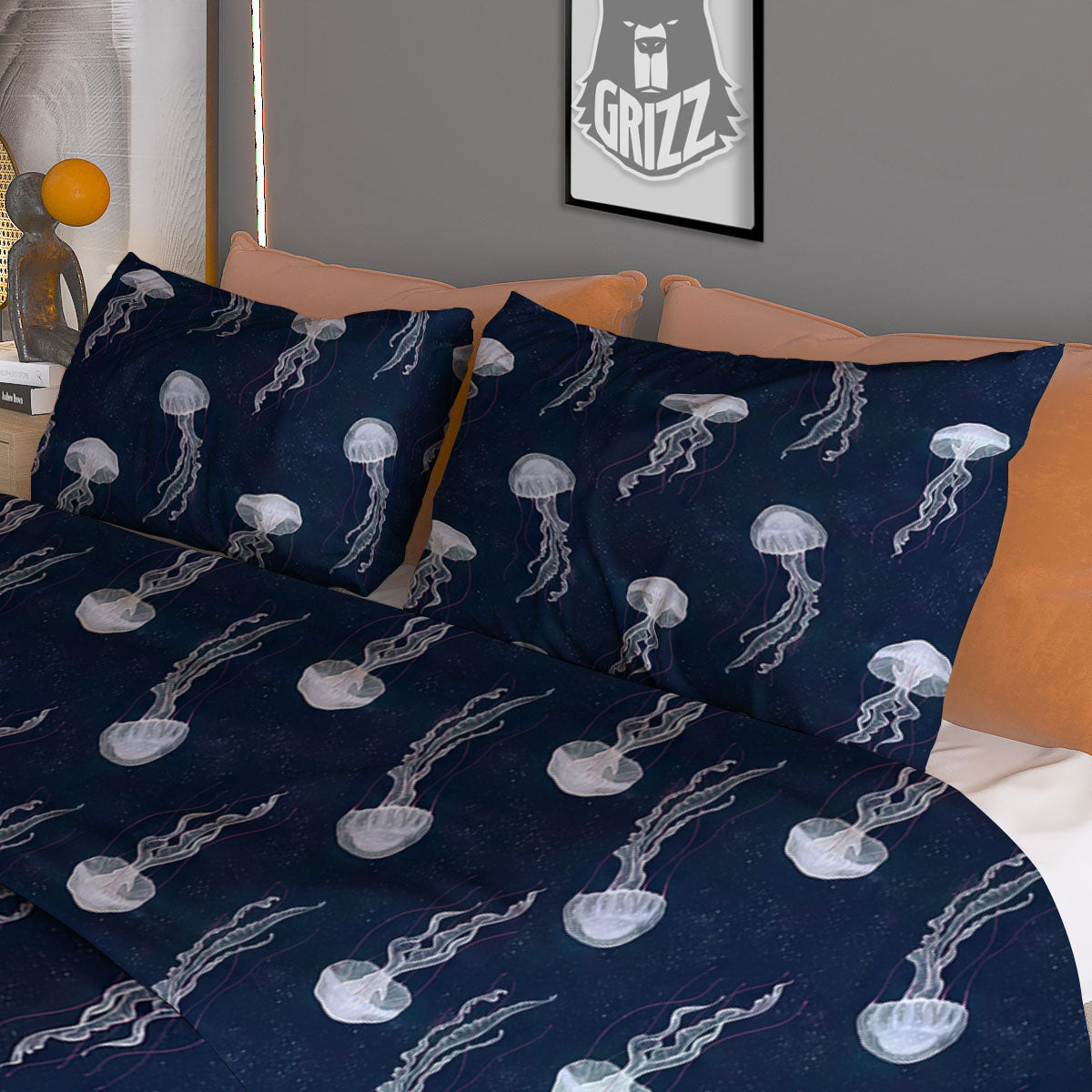 Jellyfish Fish Print Pattern Duvet Cover Bedding Set