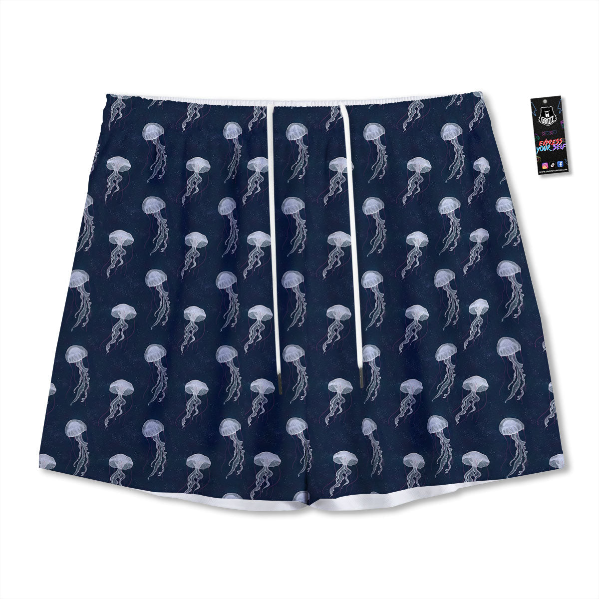 Jellyfish Fish Print Pattern Mesh Shorts
