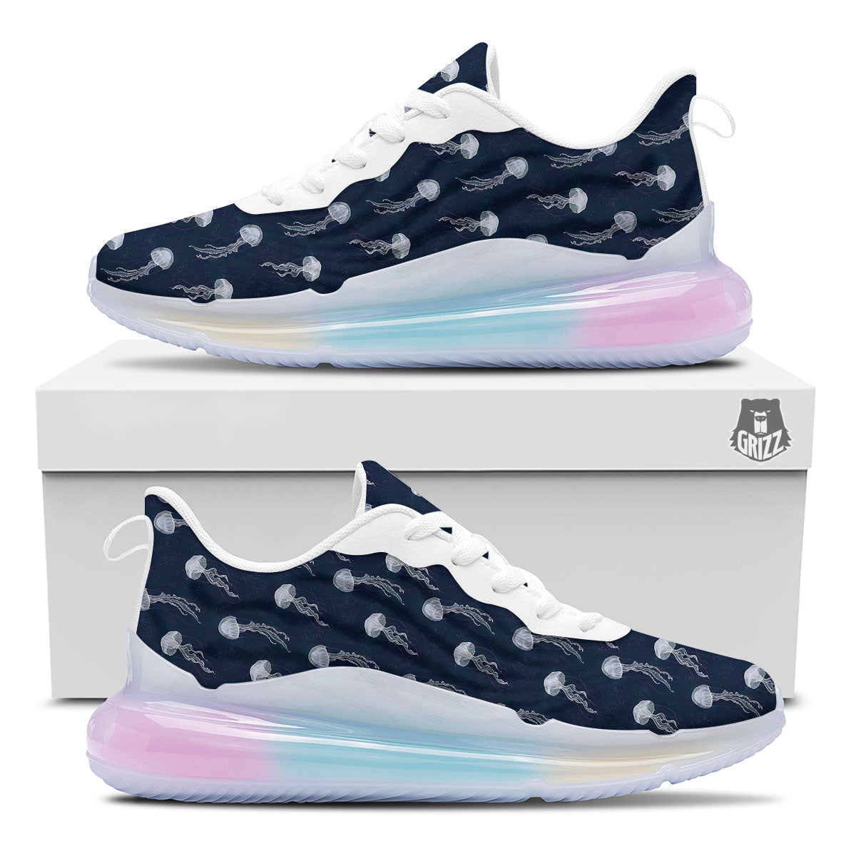Jellyfish Fish Print Pattern Running Sneakers-grizzshop