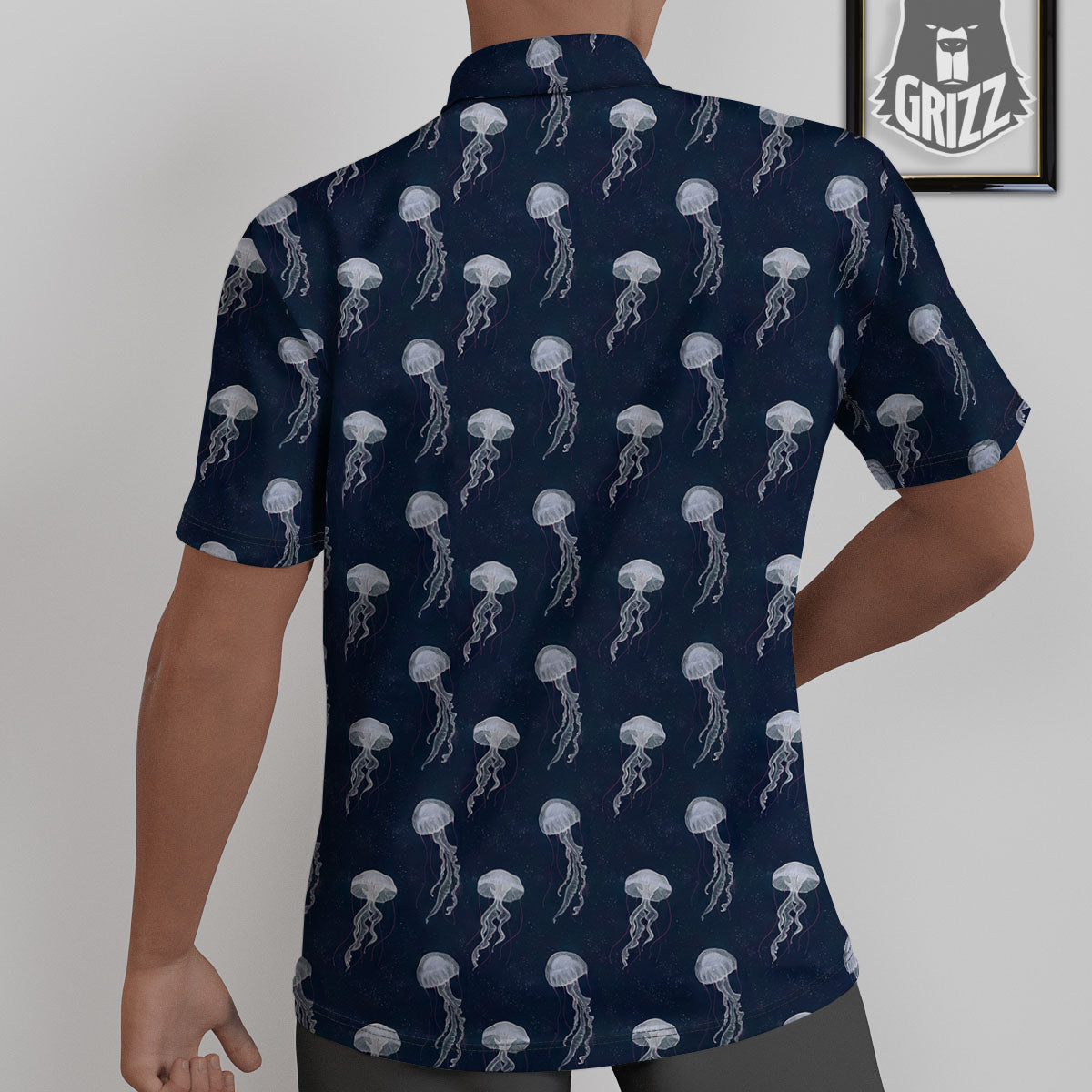 Jellyfish Fish Print Pattern Untucked Shirts-grizzshop