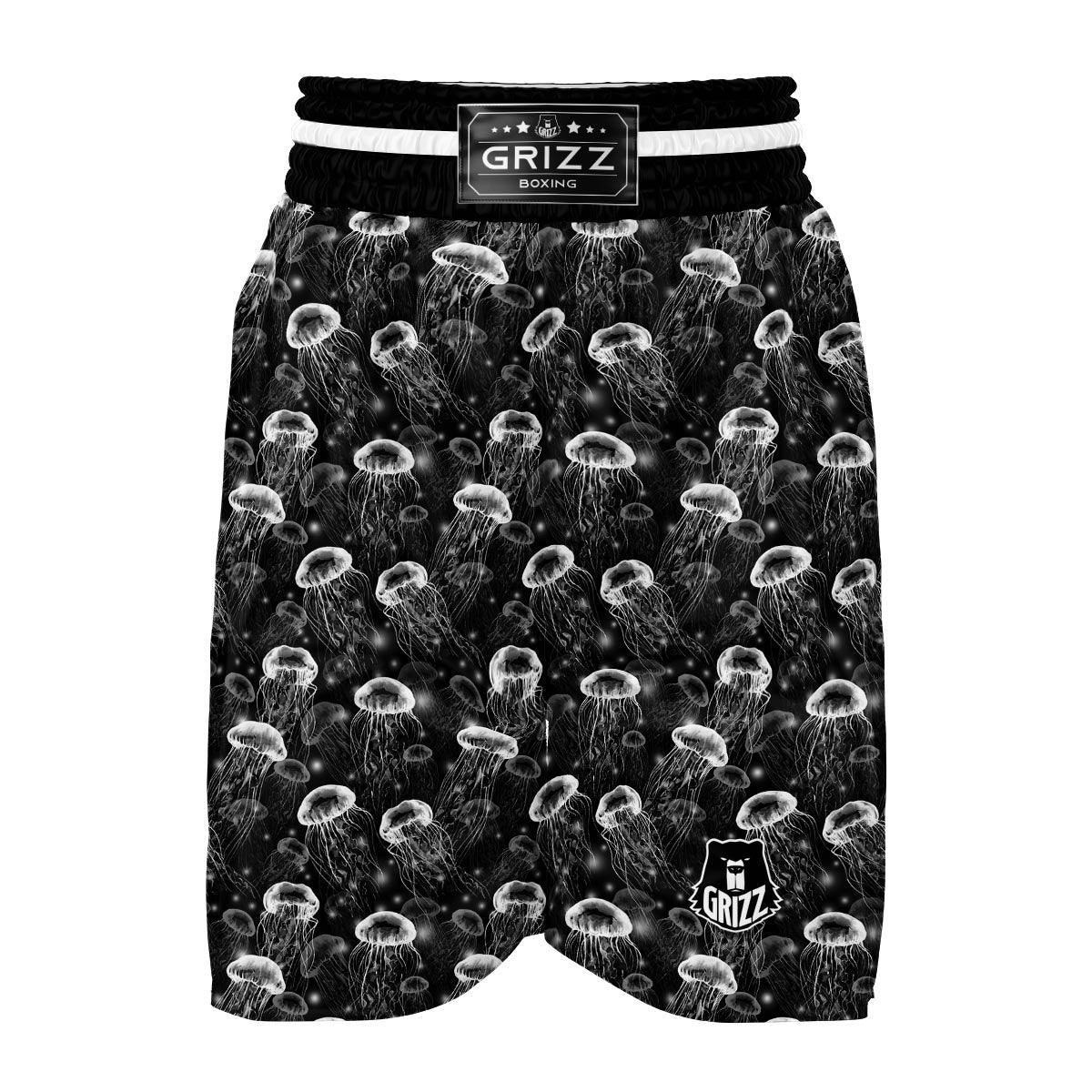 Jellyfish Pattern Print Boxing Shorts-grizzshop