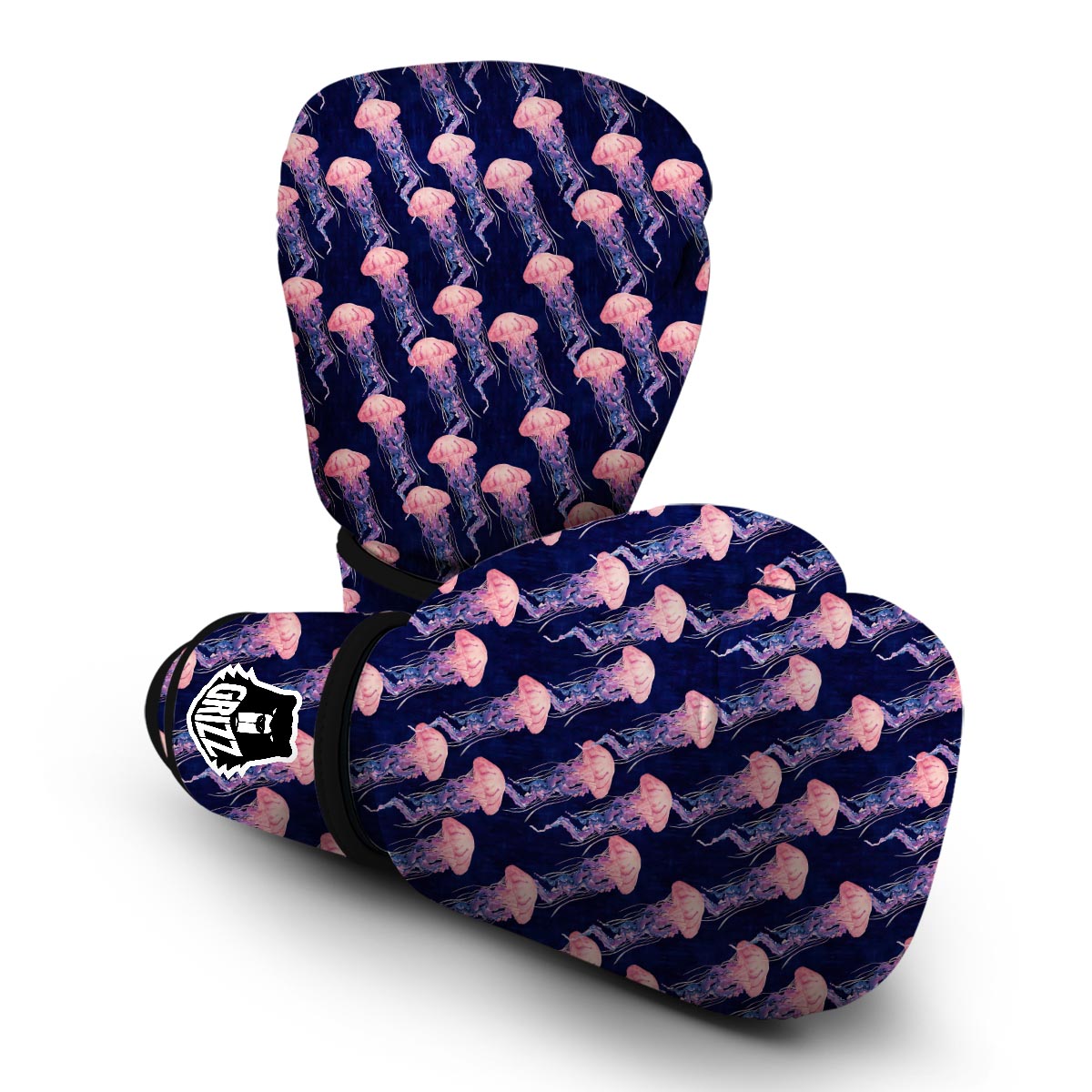 Jellyfish Print Pattern Boxing Gloves-grizzshop