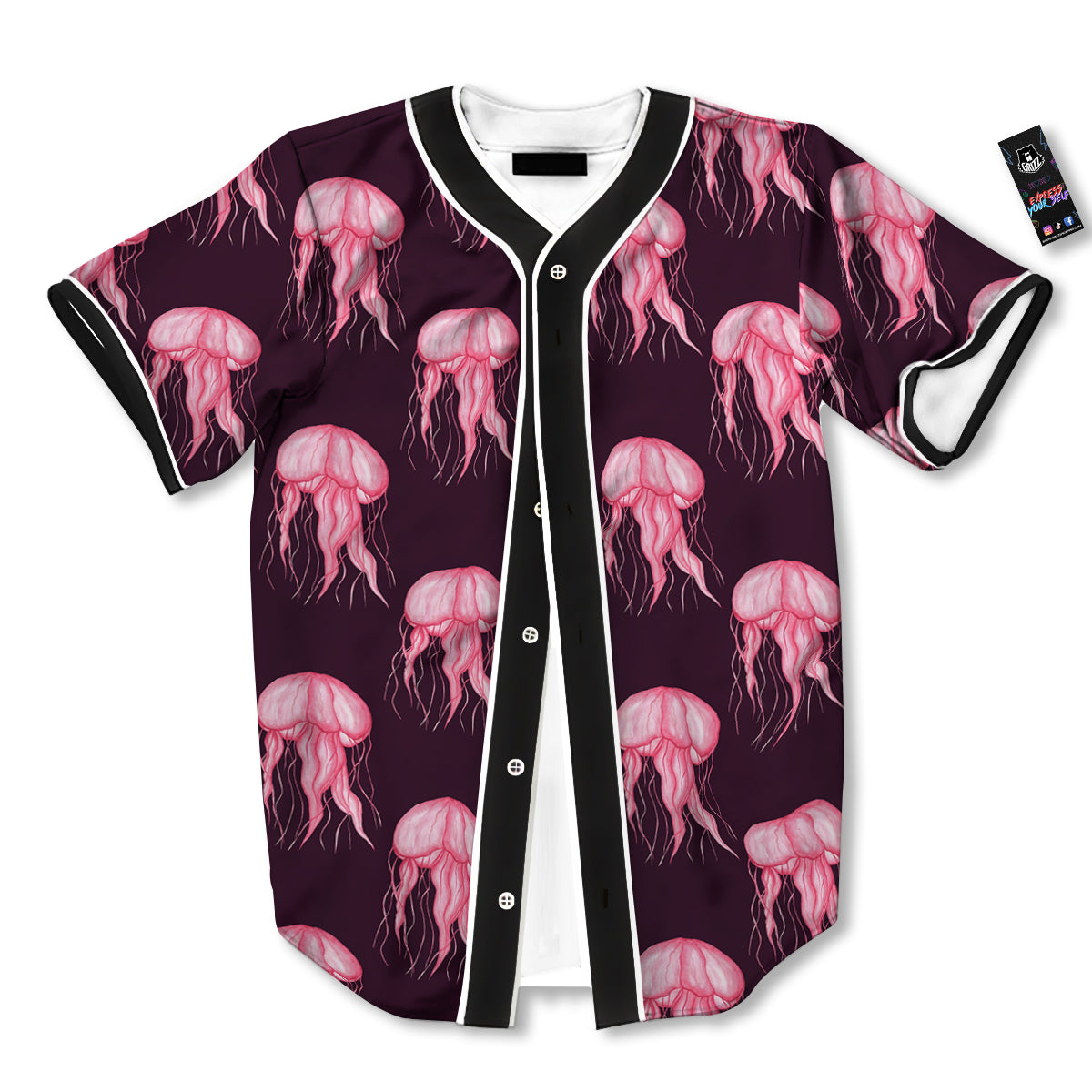Jellyfish Watercolor Print Pattern Baseball Jersey-grizzshop
