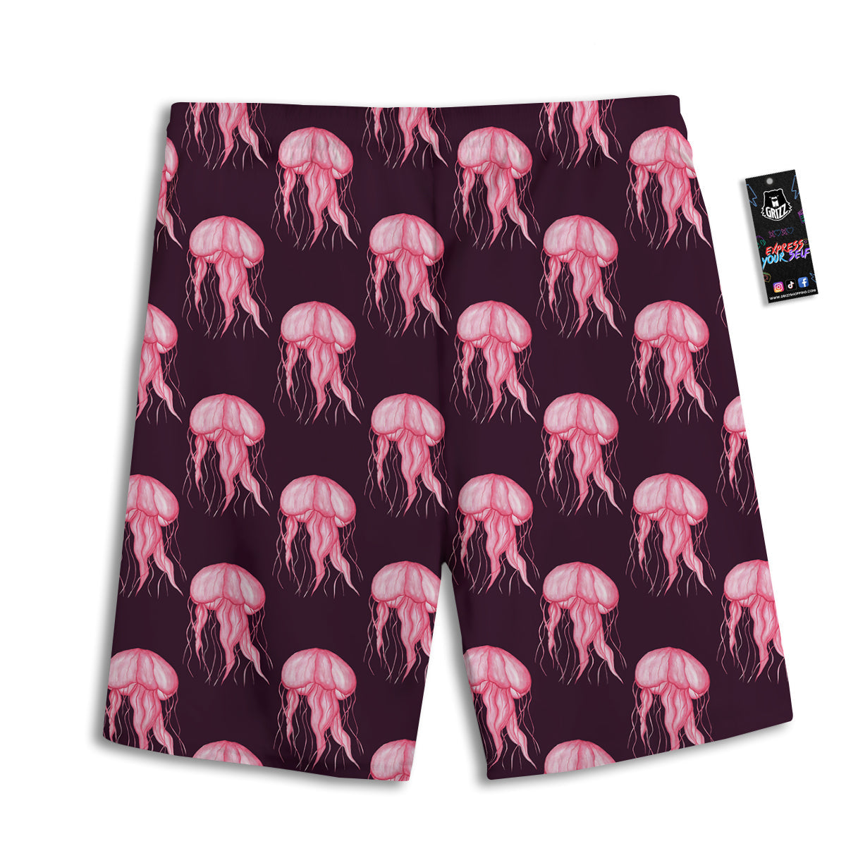 Jellyfish Watercolor Print Pattern Men's Athletic Shorts