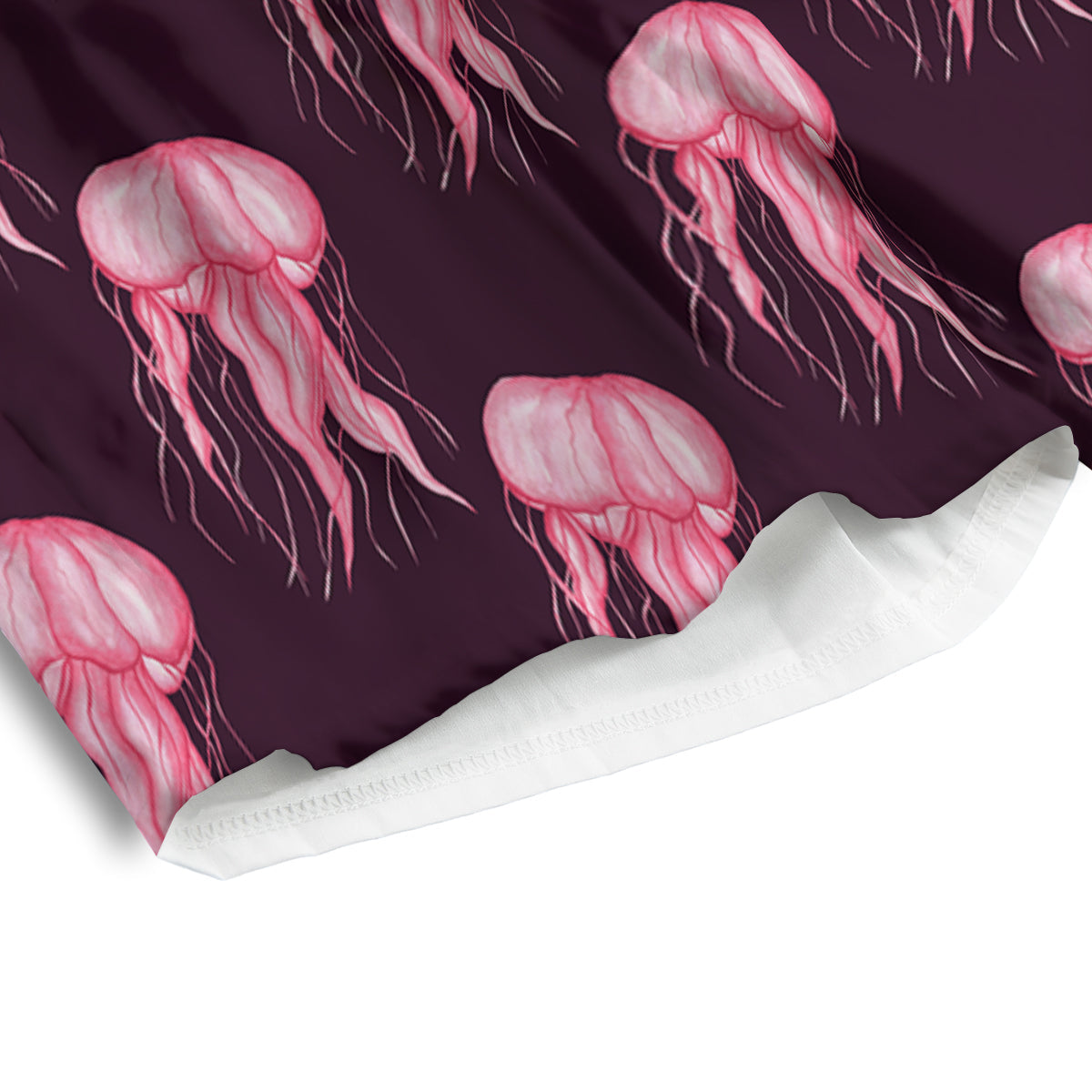 Jellyfish Watercolor Print Pattern Men's Athletic Shorts