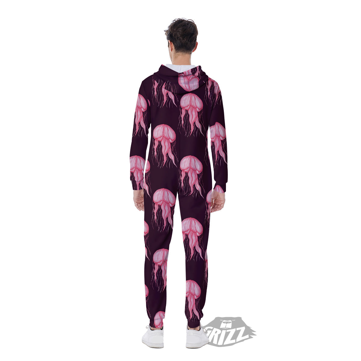 Jellyfish Watercolor Print Pattern Men's Jumpsuit-grizzshop