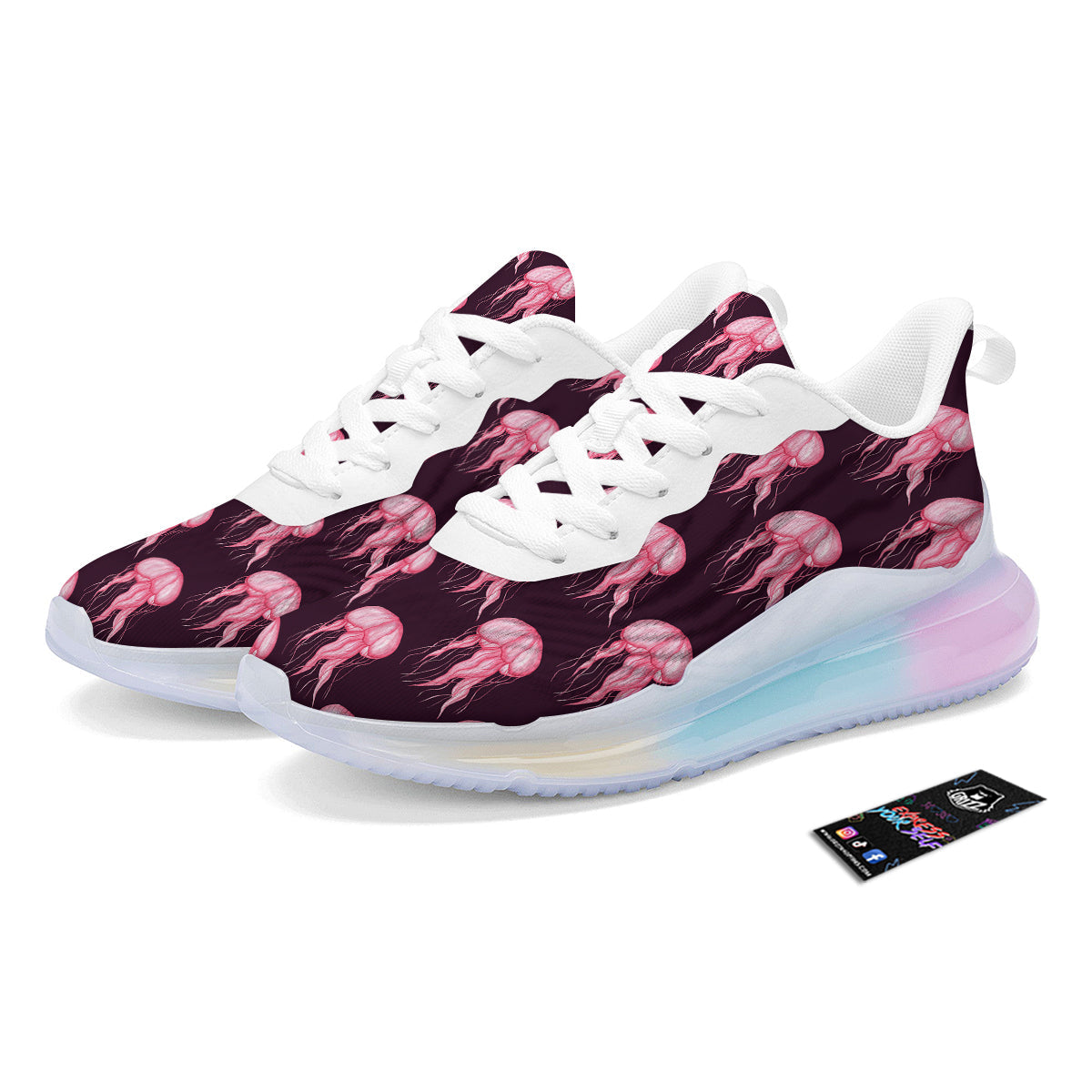 Jellyfish Watercolor Print Pattern Running Sneakers-grizzshop