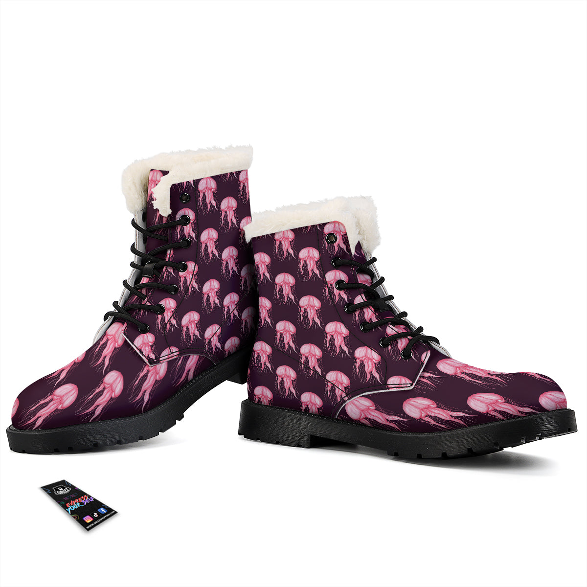 Jellyfish Watercolor Print Pattern Winter Boots-grizzshop