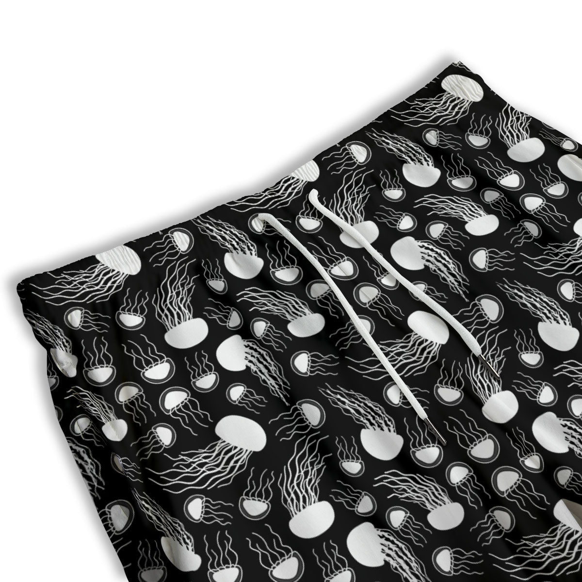 Jellyfish White And Black Print Pattern Men's Athletic Shorts