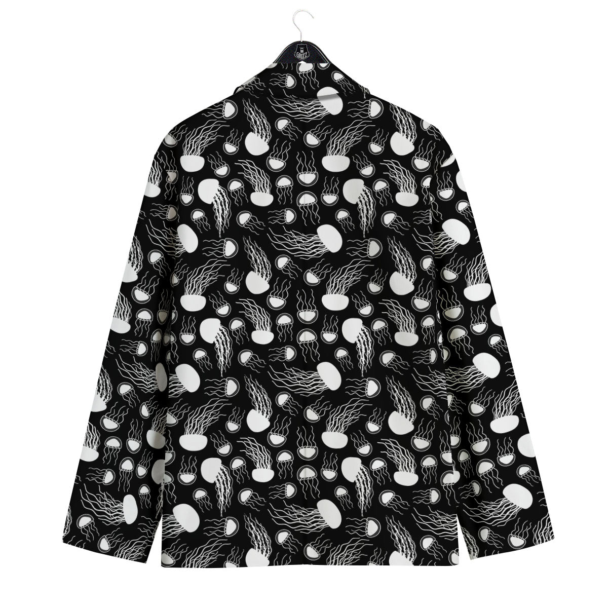 Jellyfish White And Black Print Pattern Men's Sport Coat-grizzshop
