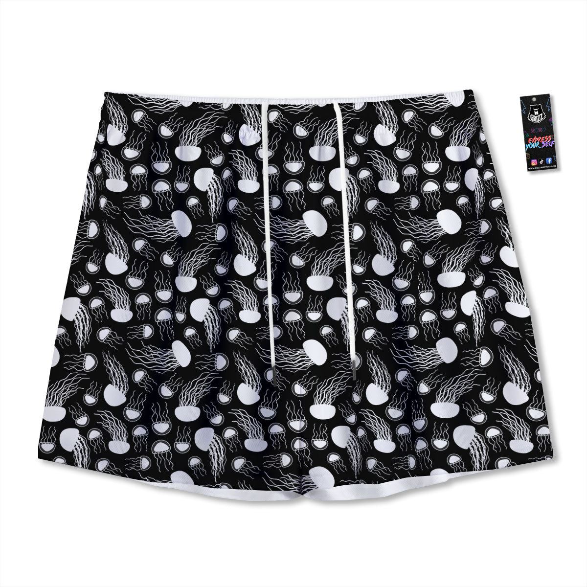 Lime Cute Print Pattern Mesh Shorts