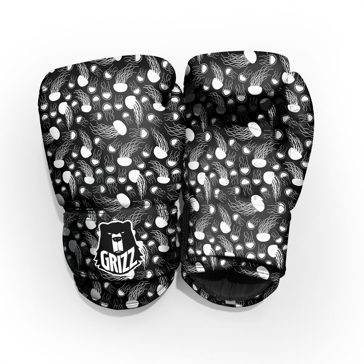 Jellyfish White And Black Print Pattern Pro Boxing Glove