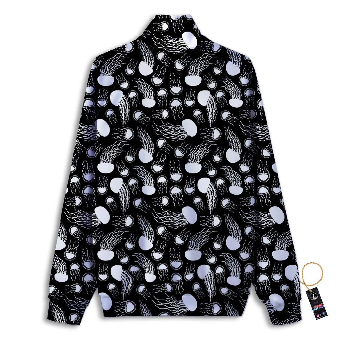 Jellyfish White And Black Print Pattern Track Jacket-grizzshop