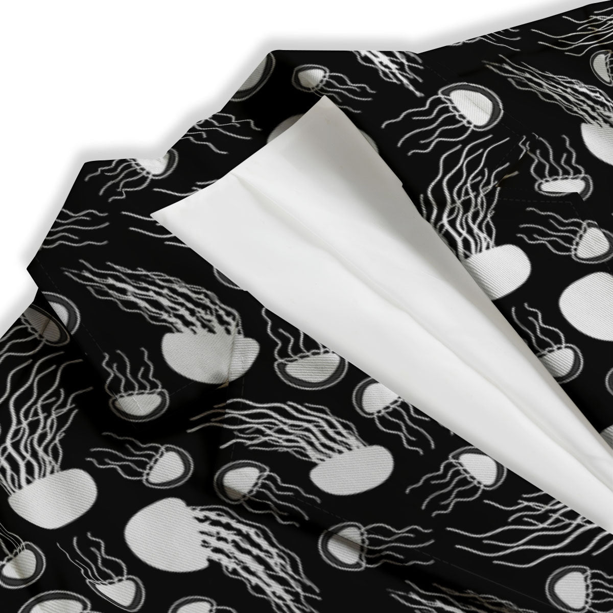 Jellyfish White And Black Print Pattern Women's Blazer-grizzshop