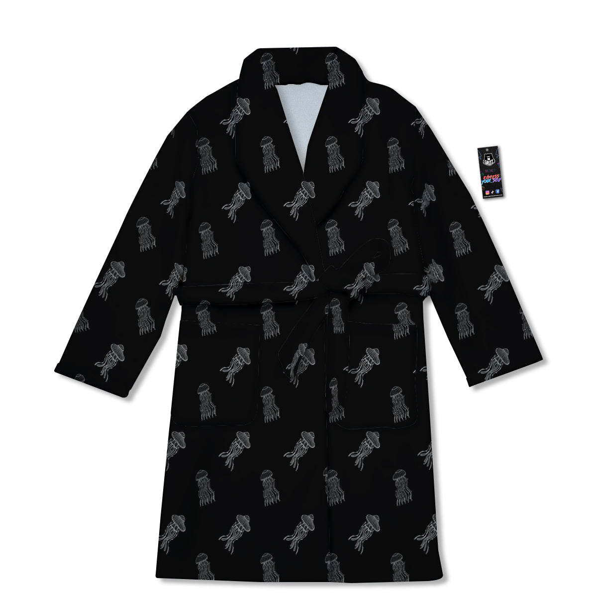 Jellyfish Zentangle Print Pattern Bathrobe-grizzshop