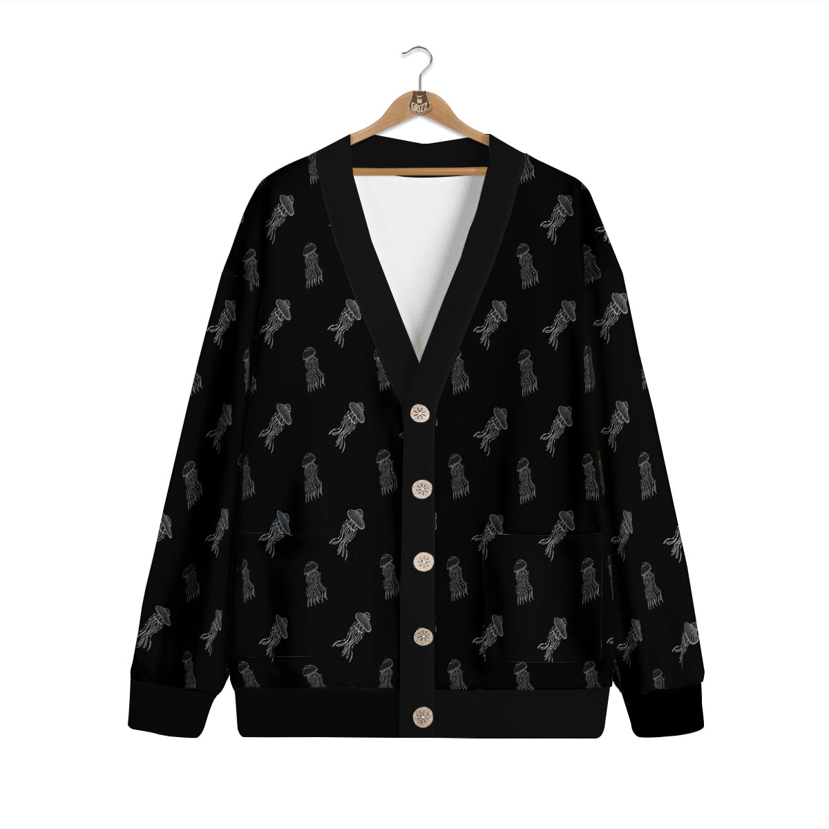 Jellyfish Zentangle Print Pattern Cardigan-grizzshop