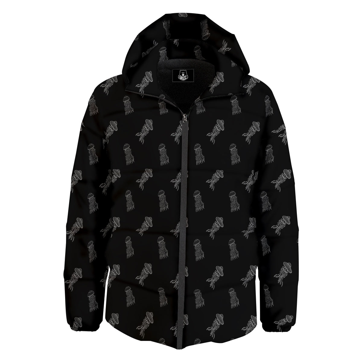 Jellyfish Zentangle Print Pattern Down Jacket-grizzshop