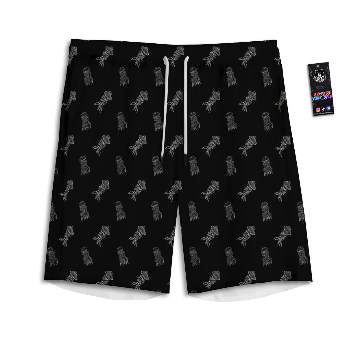 Jellyfish Zentangle Print Pattern Men's Athletic Shorts