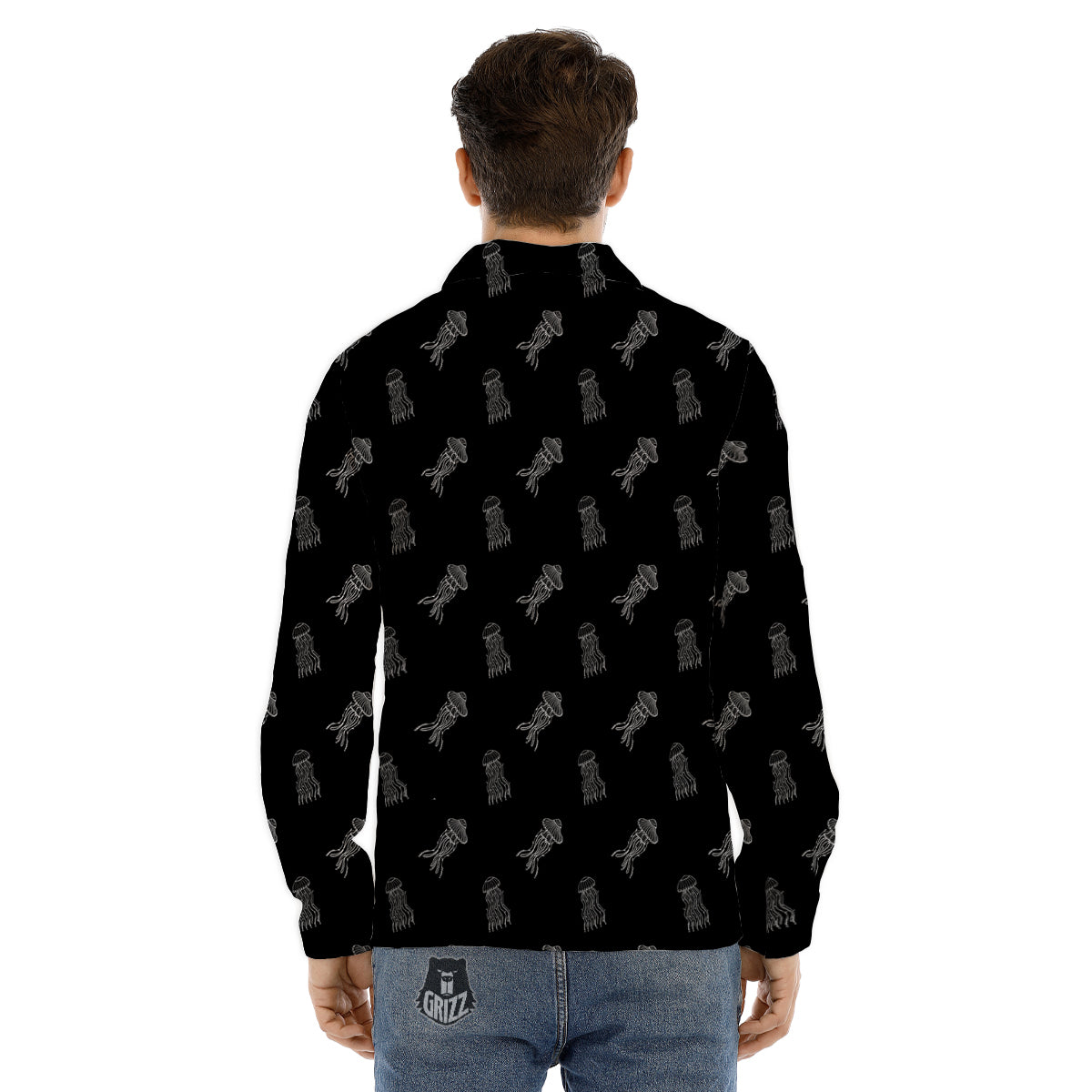 Jellyfish Zentangle Print Pattern Men's Dress Shirts-grizzshop