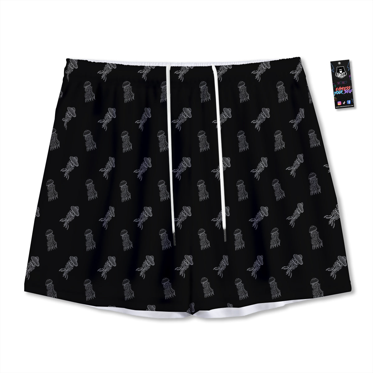 Jellyfish Zentangle Print Pattern Mesh Shorts