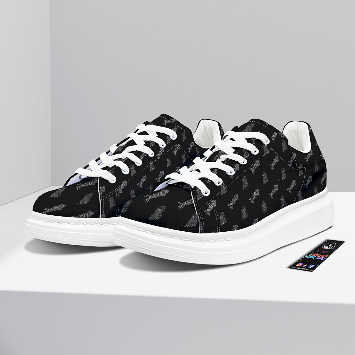 Jellyfish Zentangle Print Pattern Platform Shoes-grizzshop