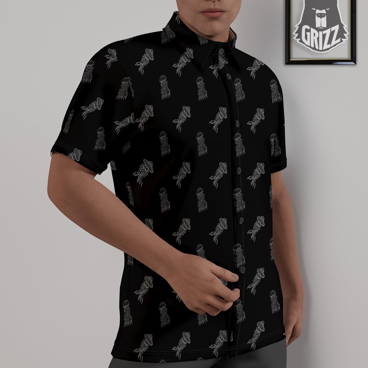 Jellyfish Zentangle Print Pattern Untucked Shirts-grizzshop