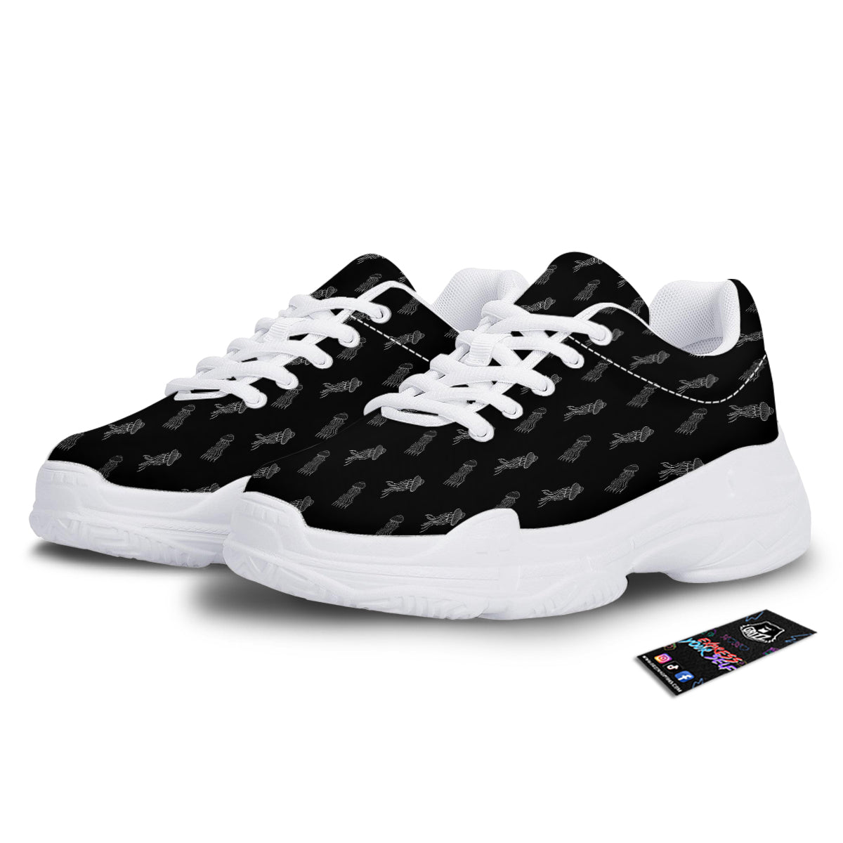 Jellyfish Zentangle Print Pattern White Chunky Shoes-grizzshop
