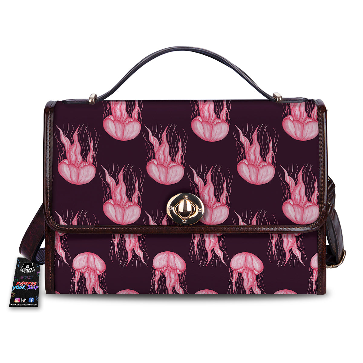 Jellyfish Watercolor Print Pattern Women's Satchel Bag