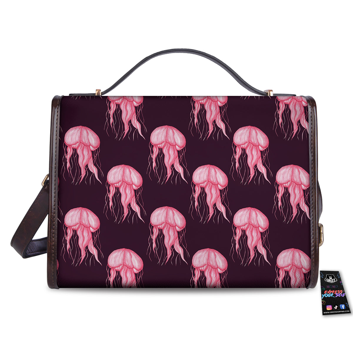 Jellyfish Watercolor Print Pattern Women's Satchel Bag