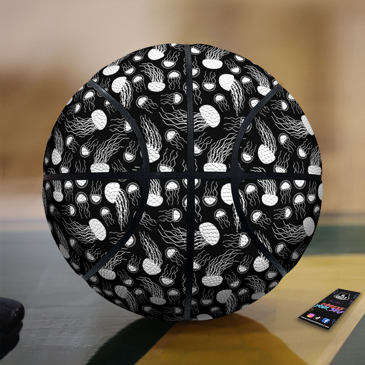 Jellyfish White And Black Print Pattern Basketball