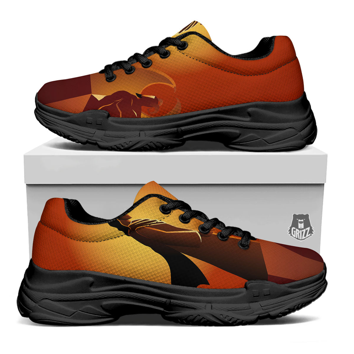 Jesus Christ And Satan Print Black Chunky Shoes-grizzshop