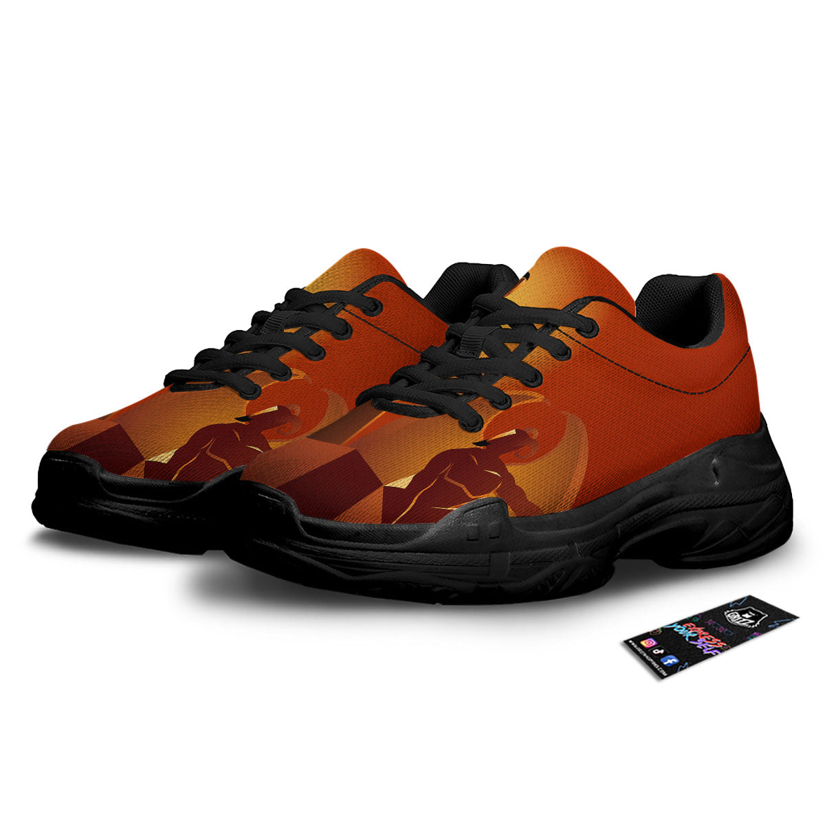 Jesus Christ And Satan Print Black Chunky Shoes-grizzshop