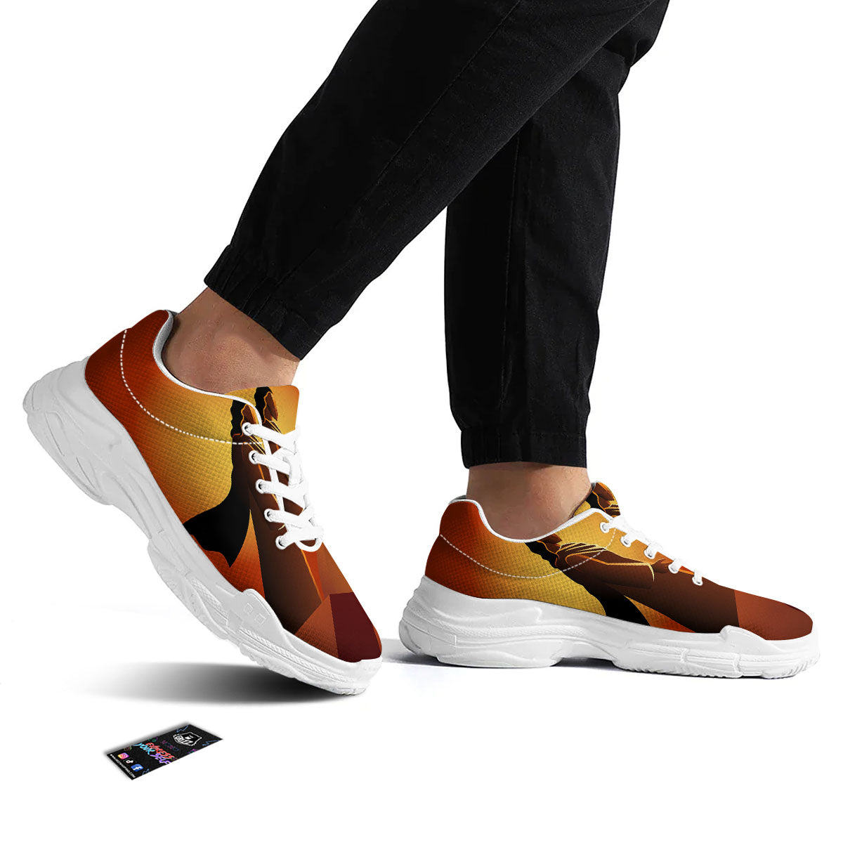 Jesus Christ And Satan Print White Chunky Shoes-grizzshop