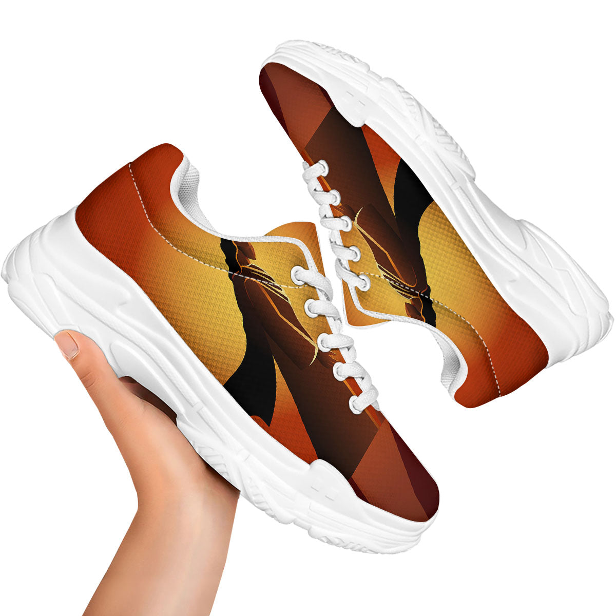 Jesus Christ And Satan Print White Chunky Shoes-grizzshop