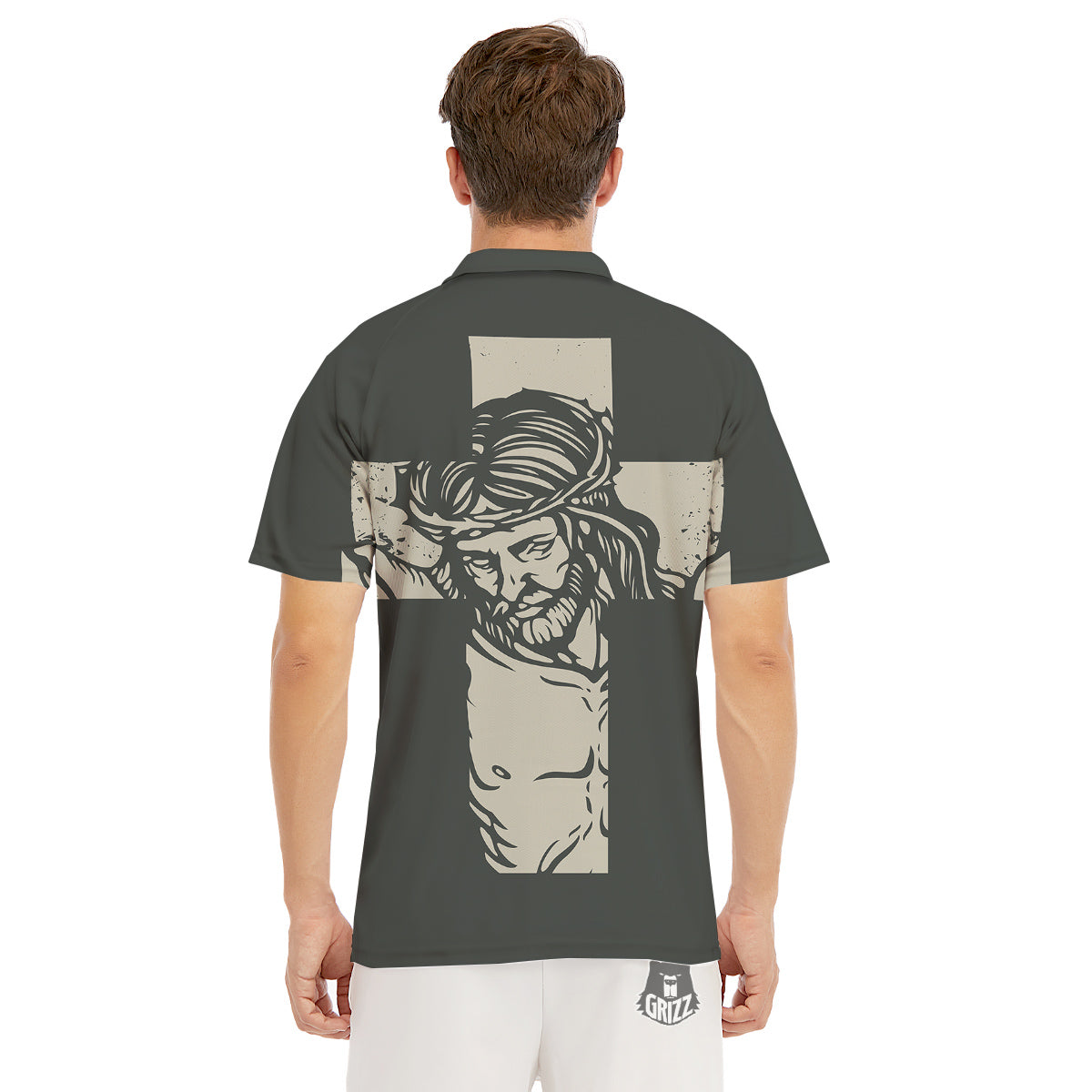 Jesus Christ Crucifixion Print Men's Golf Shirts-grizzshop