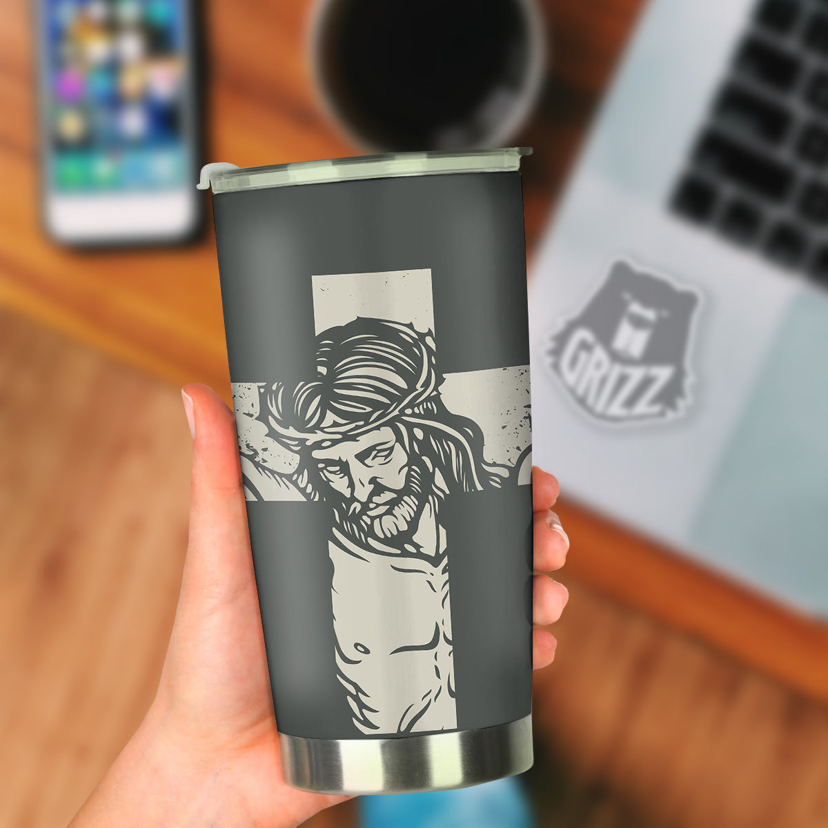 Jesus Christ Crucifixion Print Tumbler-grizzshop