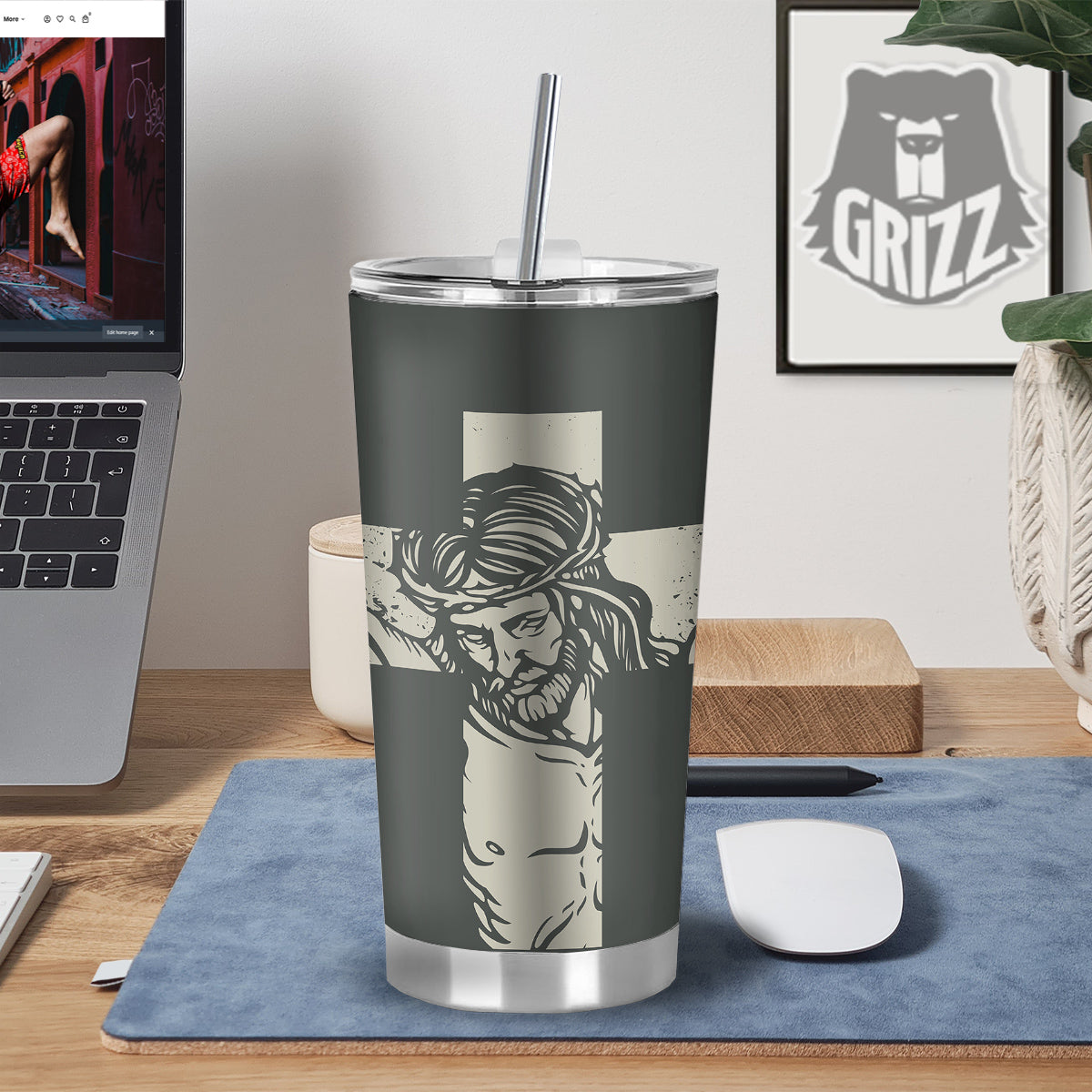 Jesus Christ Crucifixion Print Tumbler-grizzshop