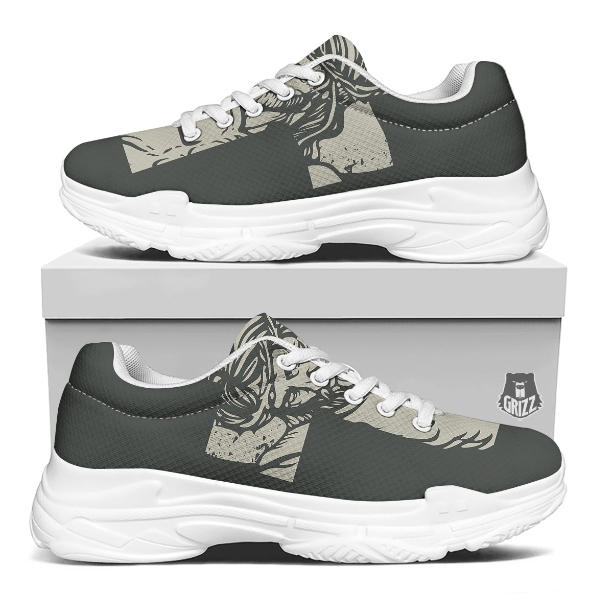 Jesus Christ Crucifixion Print White Chunky Shoes-grizzshop