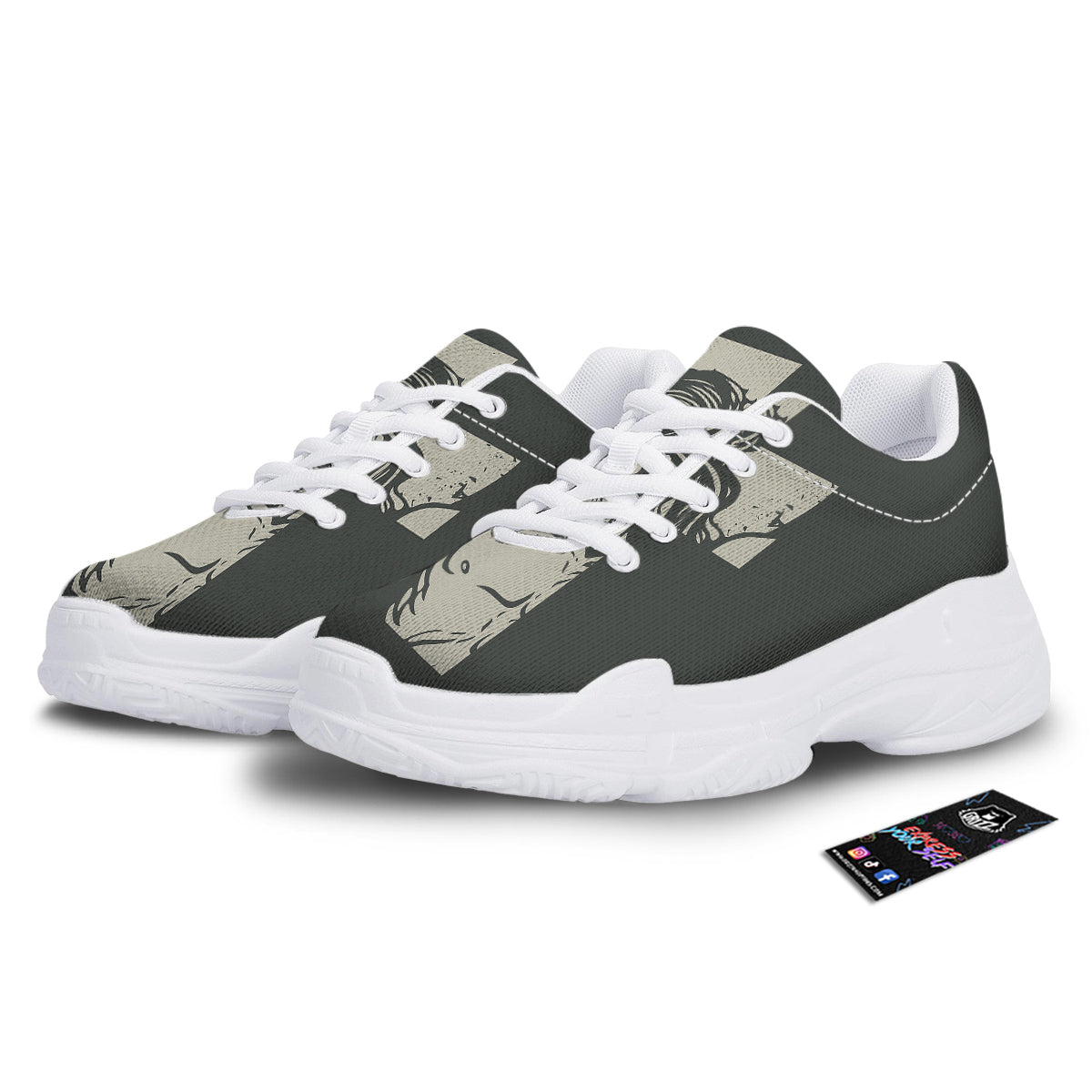 Jesus Christ Crucifixion Print White Chunky Shoes-grizzshop